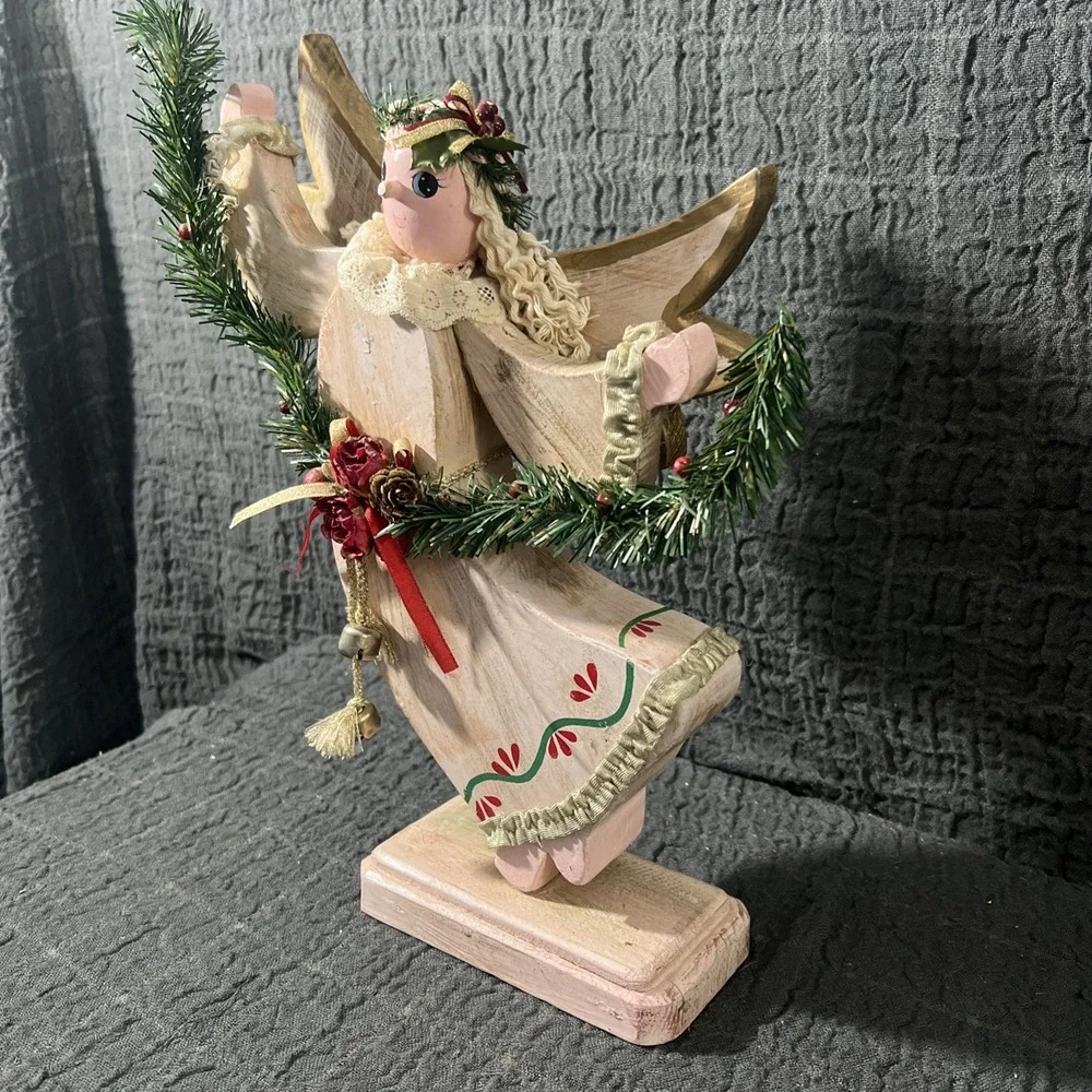 Vintage Wooden Angel Figurine Christmas Décor – 13